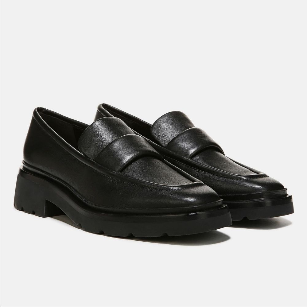 Vince Robin Leather Lug Sole Penny Loafer in Black